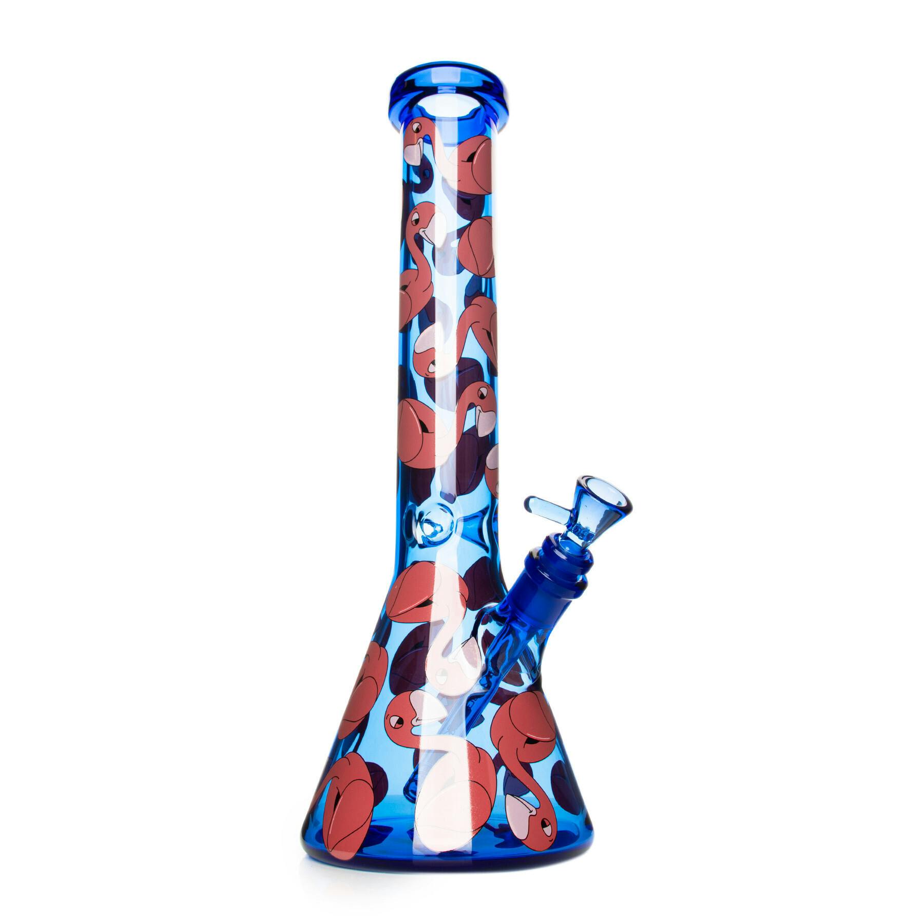 RED EYE GLASS - 15" Flamingo Floaty Beaker Base Water Pipe - Sapphire Blue - T4A