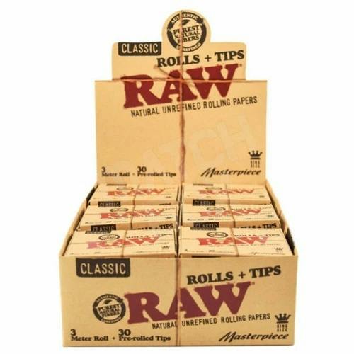 RAW - KING SIZE CLASSIC MASTERPIECE ROLLS + TIPS - CB07-B (RIGHT)