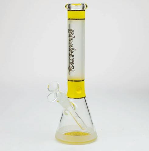 O Blueberry - 12 inch Mandala Base Sandblasted Beaker - Yellow - U4G