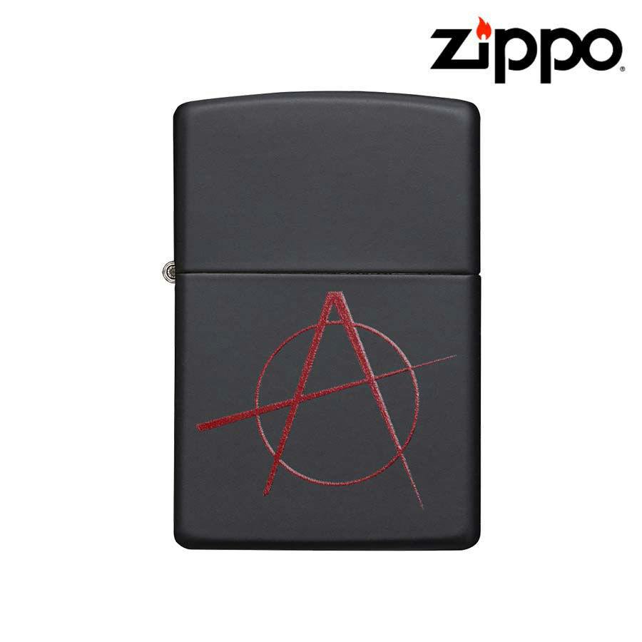 ZIPPO LIGHTER - MATTE BLACK ANARCHY - BRK-14 (RIGHT)