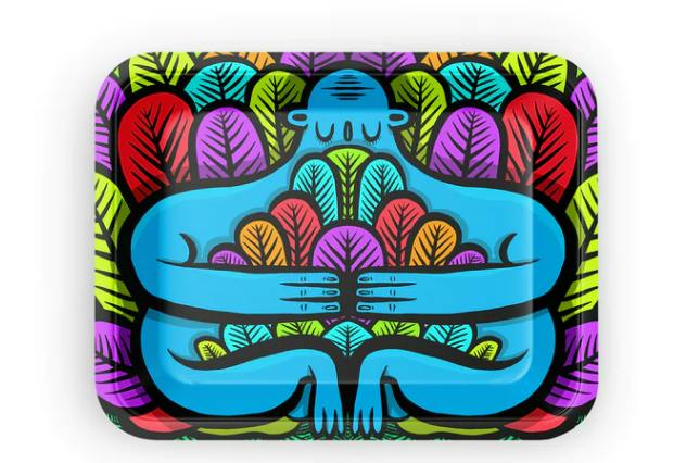 Small Rolling Tray - Blue Statue
