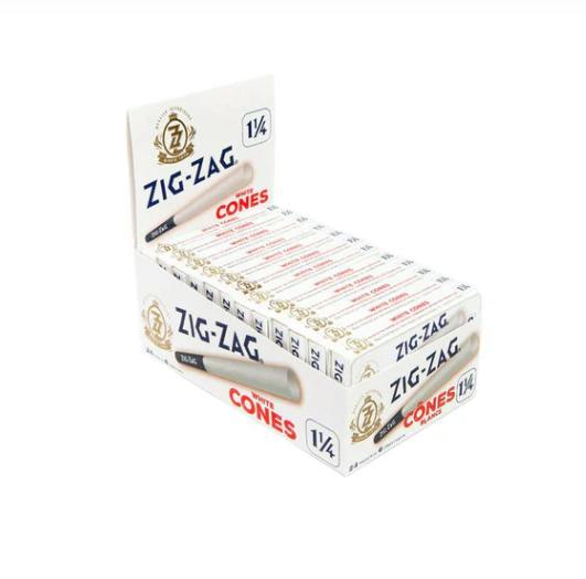 Zig Zag- Pre-Rolled White 1 1/4 Paper Cones- 6 Cones - CB05-G (LEFT)