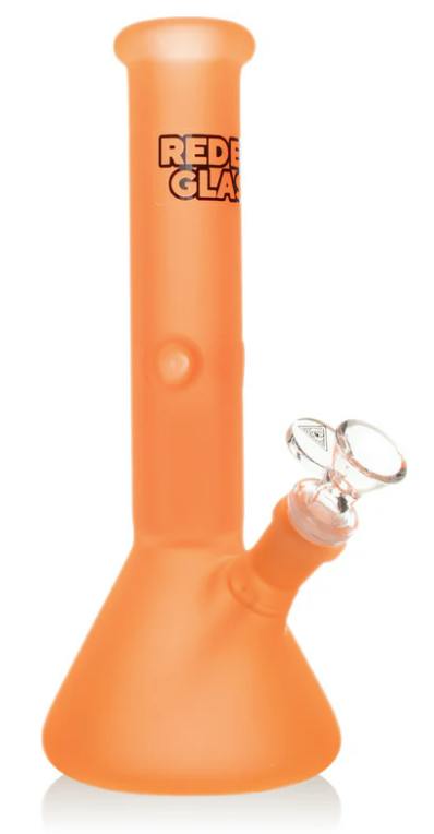 RED EYE GLASS - 10" TALL FROSTED ORANGE BEAKER BASE WATER PIPE - Display