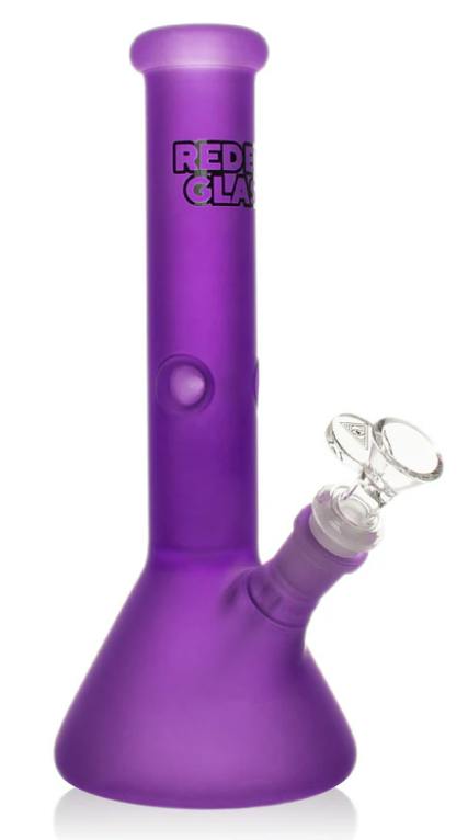 RED EYE GLASS - 10" TALL FROSTED PURPLE BEAKER BASE WATER PIPE - T3B