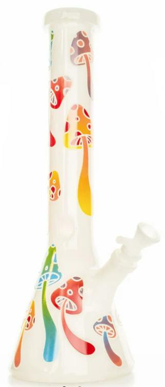 RED EYE GLASS - 15" TALL WHITE MUSHROOM MAGIC BEAKER BASE - GLOW IN THE DARK - REG083W - DISPLAY