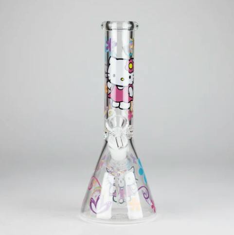 O 10" 5MM HELLO KITTY DESIGN GLASS BEAKER BONG - BH1313 - DESIGN 3 - U5C