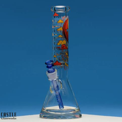SC CASTLE GLASSWORKS - ROBOT 14 INCH BEAKER BONG - T5C