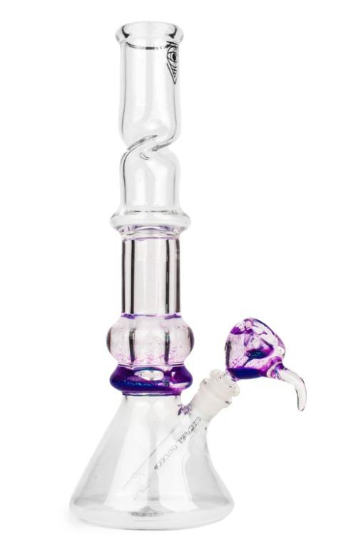 RED EYE GLASS - 14" PURPLE SPARKLE LIQUID TUBE WITH TWIST ICE CATCH