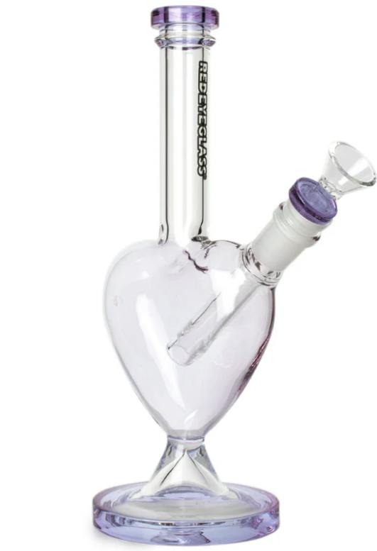 RED EYE GLASS - 10" PURPLE LOVELY WATER PIPE WITH HEART SHAPED CHAMBER