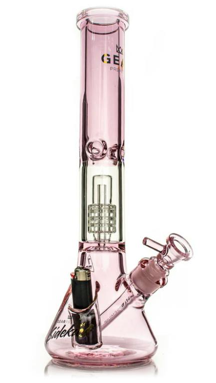 GEAR PREMIUM - 15.5" 7MM THICK PINK SIDEKICK DUAL CHAMBER BEAKER BASE WATER PIPE - DISPLAY