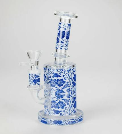 7" Cloisonné Design Glass Bong with Water Diffuser- DESIGN 4- T5A