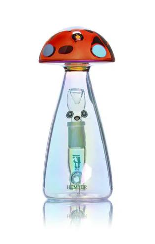 HEMPER - 6" TRIPPY SHROOM GLASS WATER PIPE - DISPLAY
