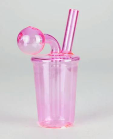 NIBO DISTRIBUTION - 5" COFFEE CUP OIL BONG NEON GALACTIC GLOW PINK - DISPLAY