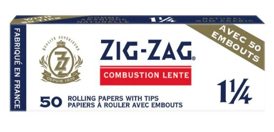ZIG-ZAG - 1 1/4 WHITE ROLLING PAPERS & TIPS - CB05-J (RIGHT)