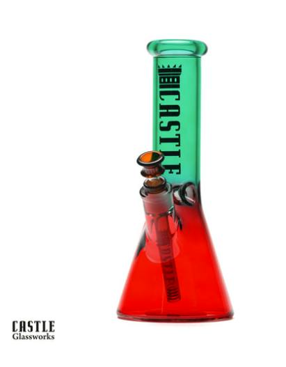 12" Electroplated Dual Colour Beaker Bong - Teal Red