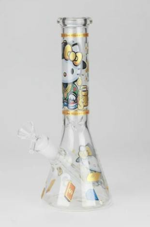 O 10" Wild Kitty Design Glass Beaker Bong