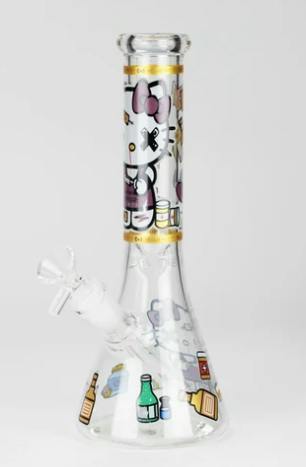 O 10" Wild Kitty Design Glass Beaker Bong