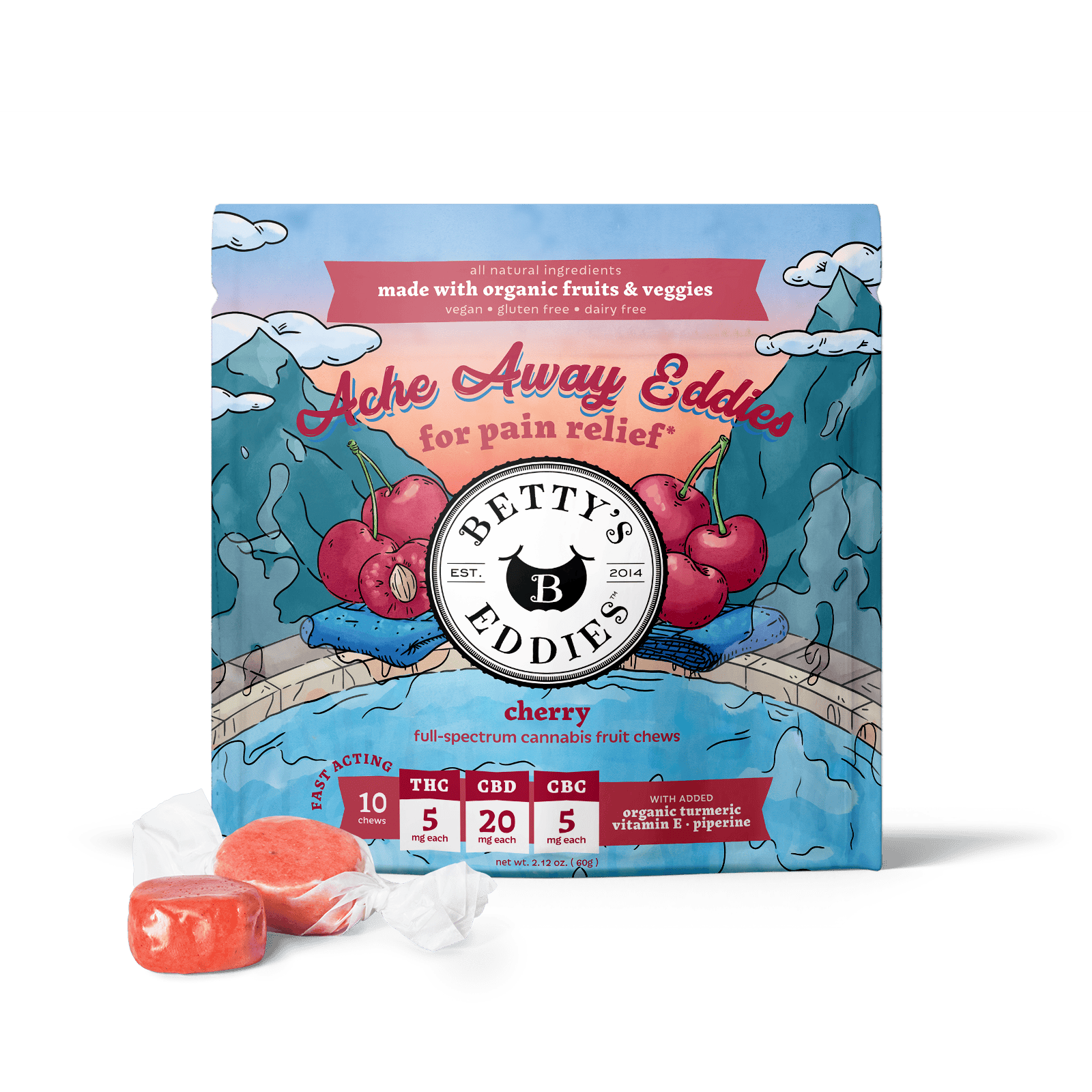 Chews | Ache Away Cherry 4:1:1 | 50mg | 10pk | Betty's Eddies