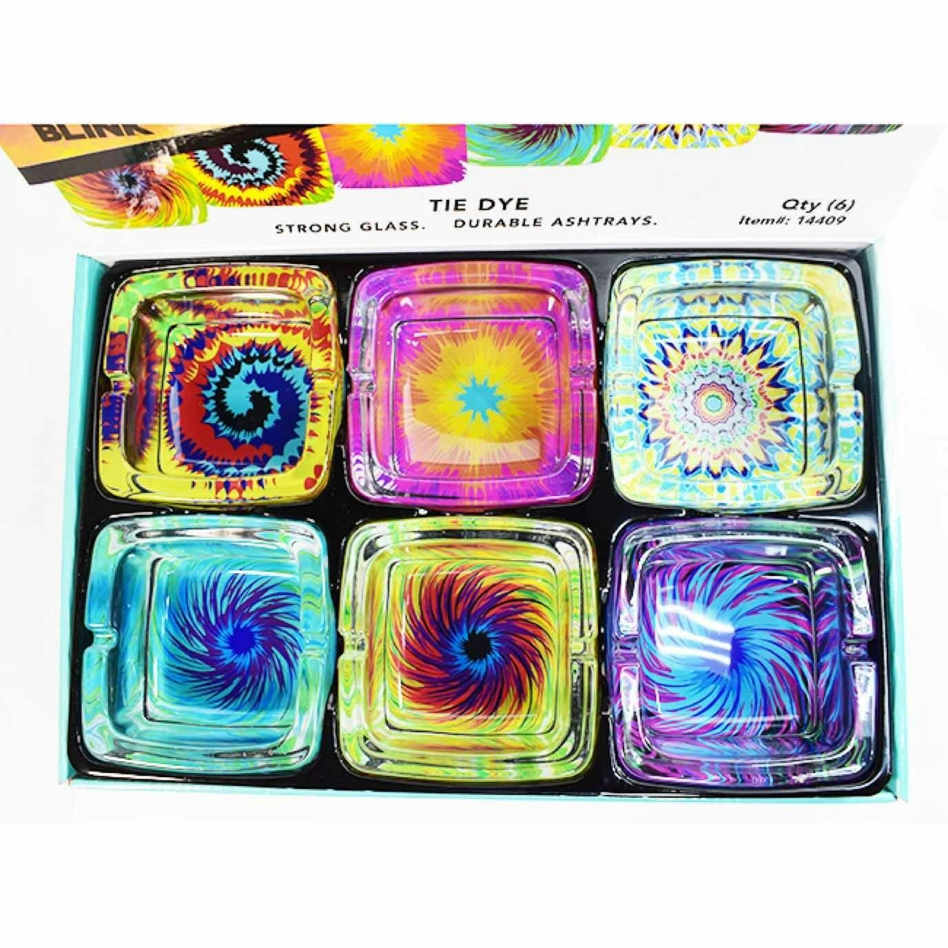 Ash Tray - Tie Dye Square Glass Ash Tray at All Kind Bodega Portland, Maine (Adult Use/21+)