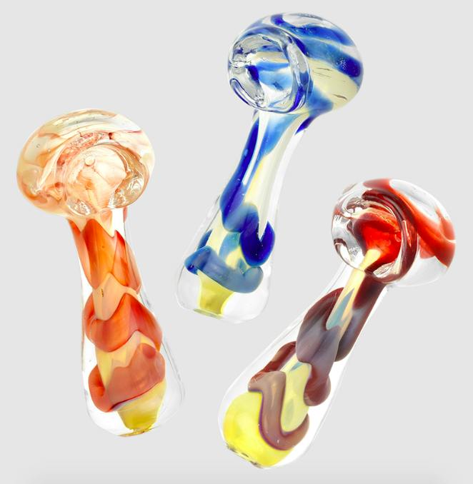 Pipes - Jumbo Swirl Fumed Glass Spoon Pipe 3"
