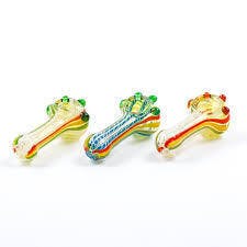 Pipes - 3.5" Rasta Latti Spoon Hand Pipe with Knockers, Rasta Stripe