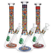 Bong - SeshGear Icon Blocks Pattern Beaker Glass Water Pipe 10"