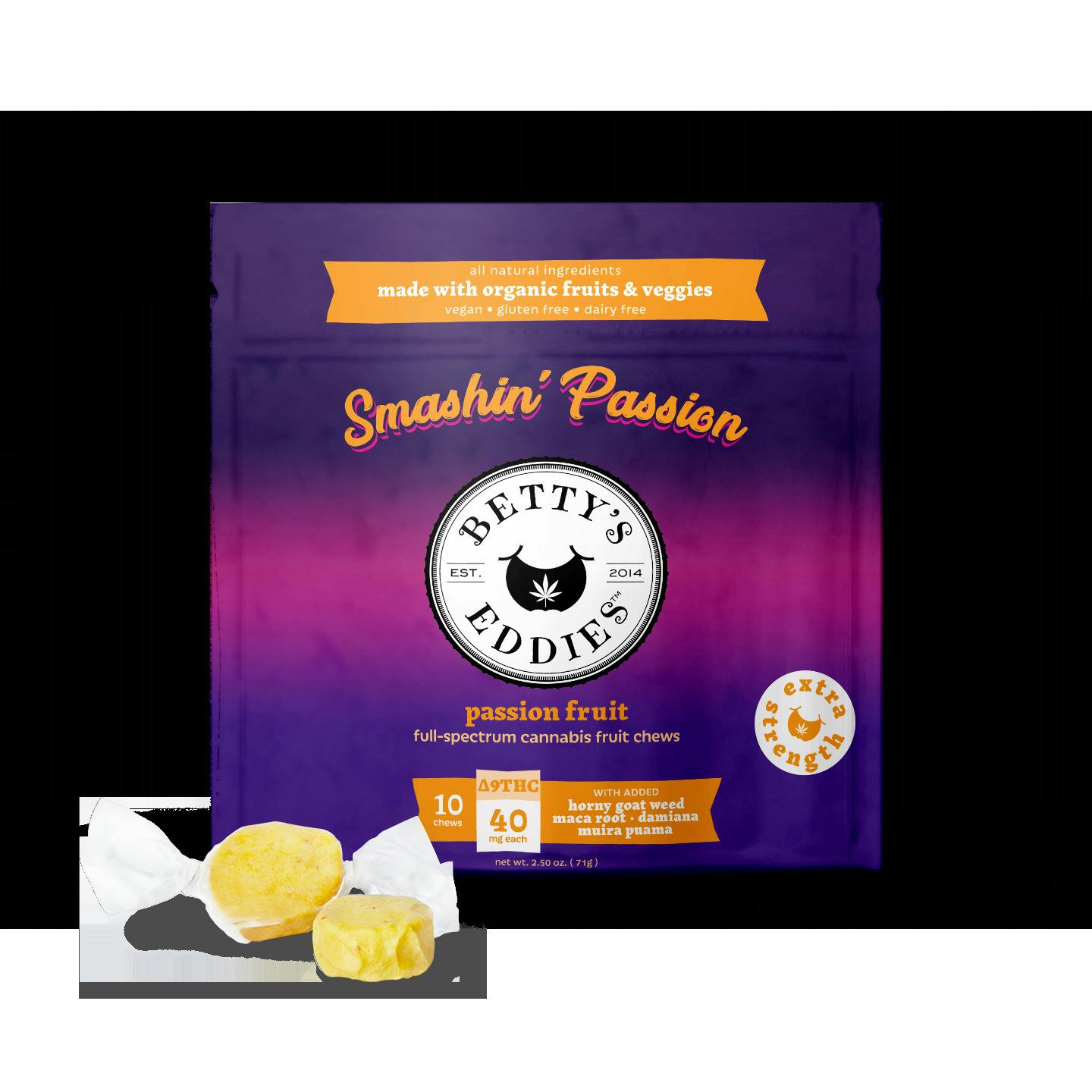 Betty's Eddies | Smashin Passion Fruit | 40MG (10pk) Fruit Chews (MED ONLY)