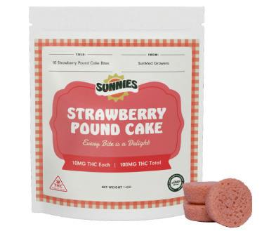 Sunnies | Strawberry Pound Cake Bites | 10mg Edibles (2pk) at Nirvana Cannabis - Rosedale