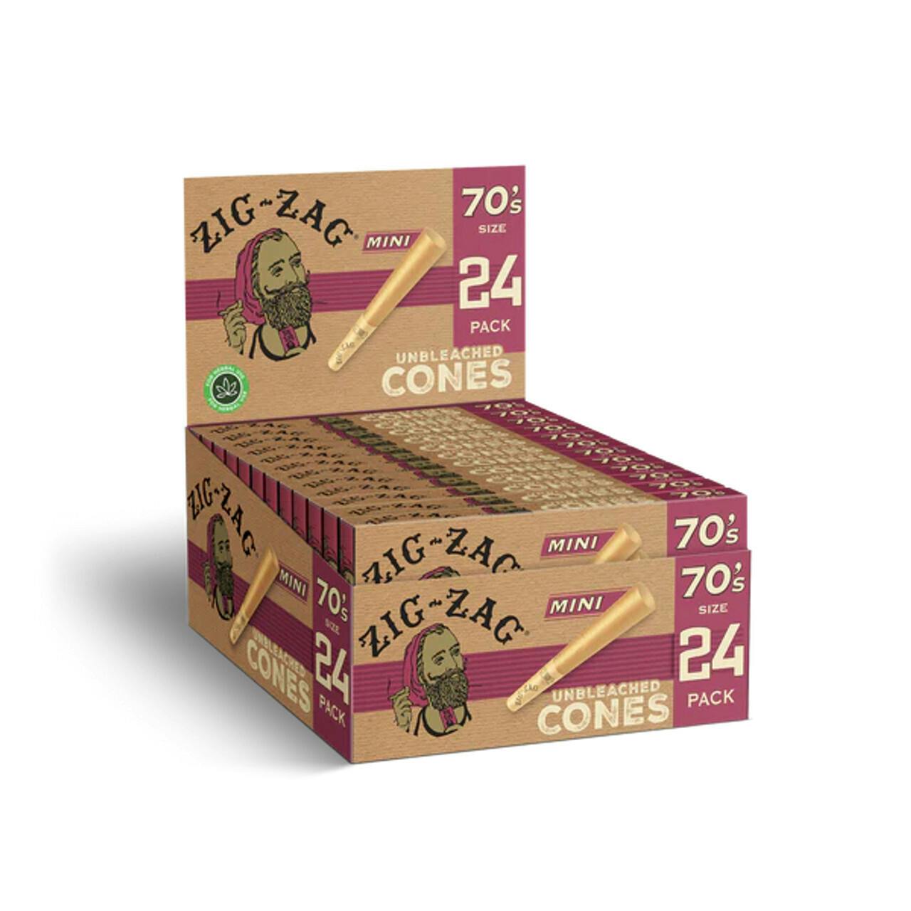 Zig-Zag - Unbleached Cones - 70mm Minis - 24pk