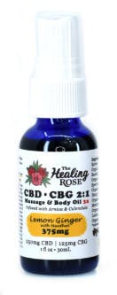 Healing Rose Lemon Ginger Menthol Massage and Body Oil CBD: CBG 2:1 ~ at Island Time