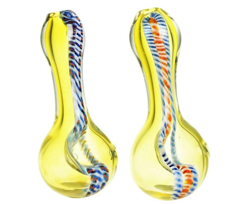Rope Stripe Fumed Glass Spoon Pipe - 3.5"