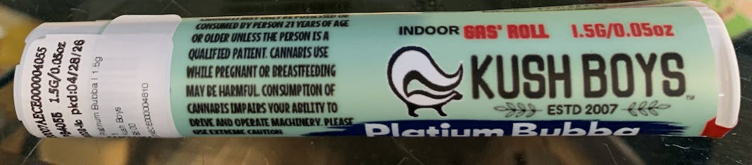Kush Boys - Platinum Bubba | 1.5g Preroll at Abide Napa Dispensary