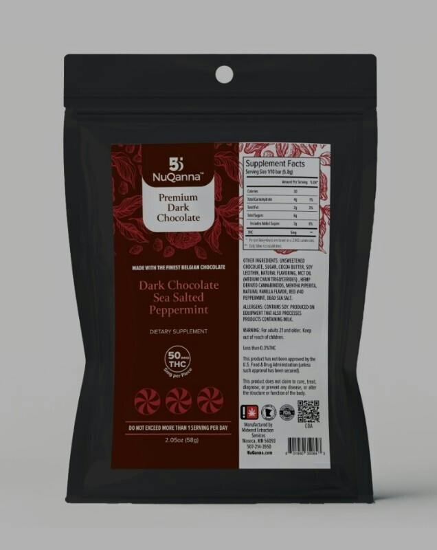NuQanna Chocolates - Dark Chocolate Sea Salted Peppermint 5mg - 10ct