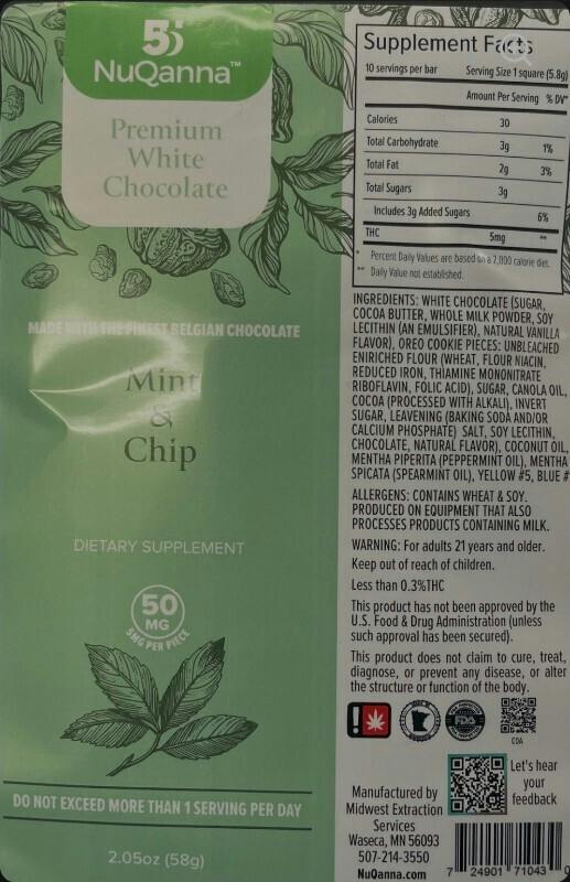NuQanna Chocolates - Mint & Chip 5mg - 10ct