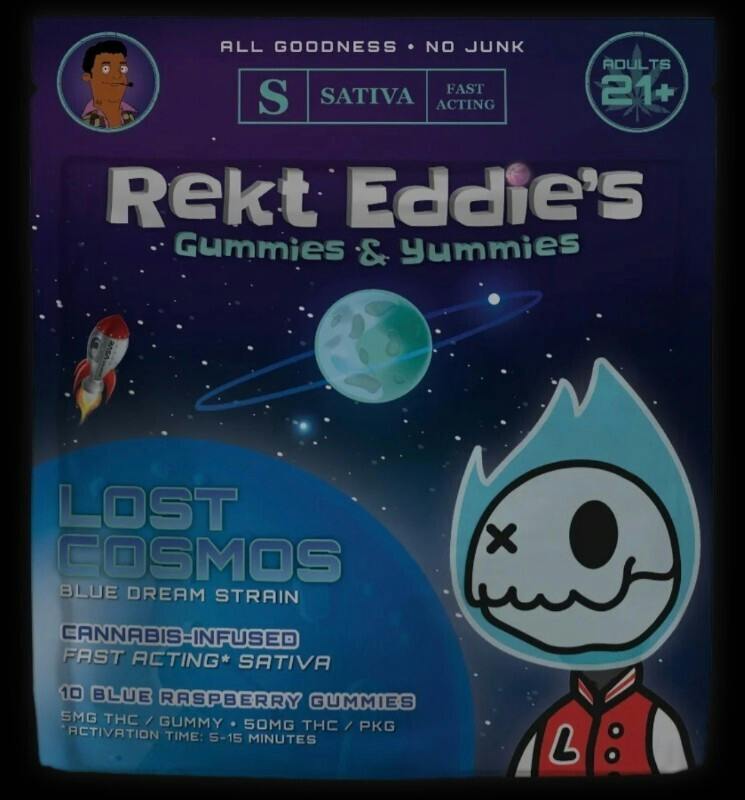 Rekt Eddie's Sativa Gummies 5mg - Lost Cosmos Blue Dream - 10ct at MN THC Co - Dundas