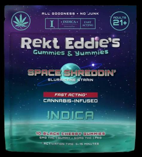 Rekt Eddie's Indica Gummies 5mg - Space Shreddin' Black Cherry - 10ct