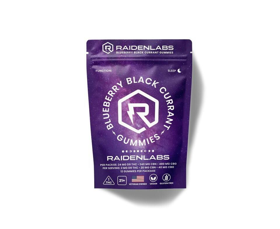 Raiden Labs Nighttime Blueberry Black Currant - 2mg THC/20mg CBN/40mg CBG - 12CT