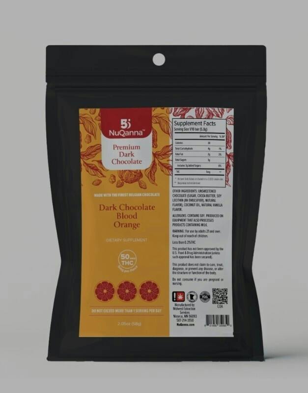 NuQanna Chocolates - Dark Chocolate Blood Orange 5mg - 10ct at MN THC Co - Dundas
