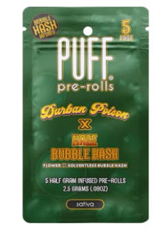 PUFF 5pk Durban Poison x Haze $20