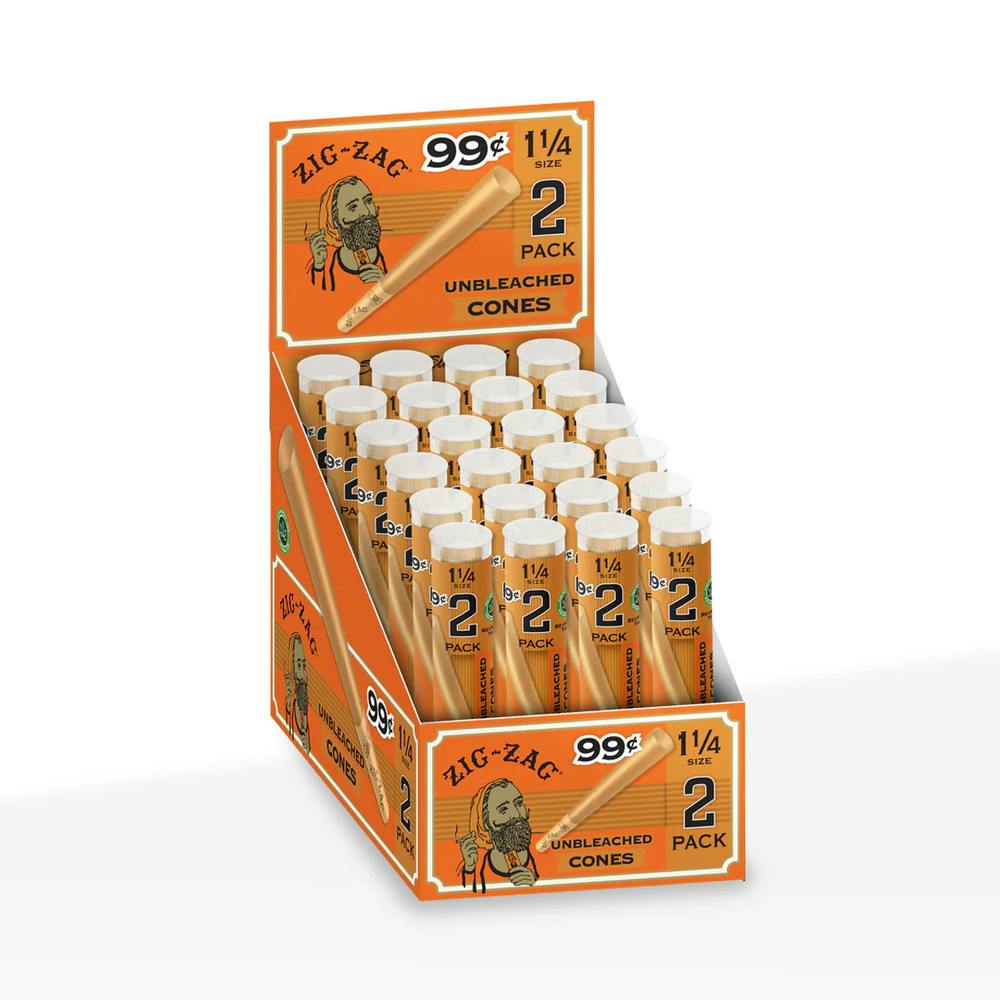 Unbleached Ultra Thin Cones - 1 1/4 [2pk] | Zig-Zag - Pre-Rolled Cones