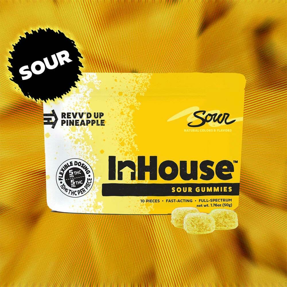 Revv'd Up Sour Pineapple [10pk] (100mg) | InHouse - Sour Gummies
