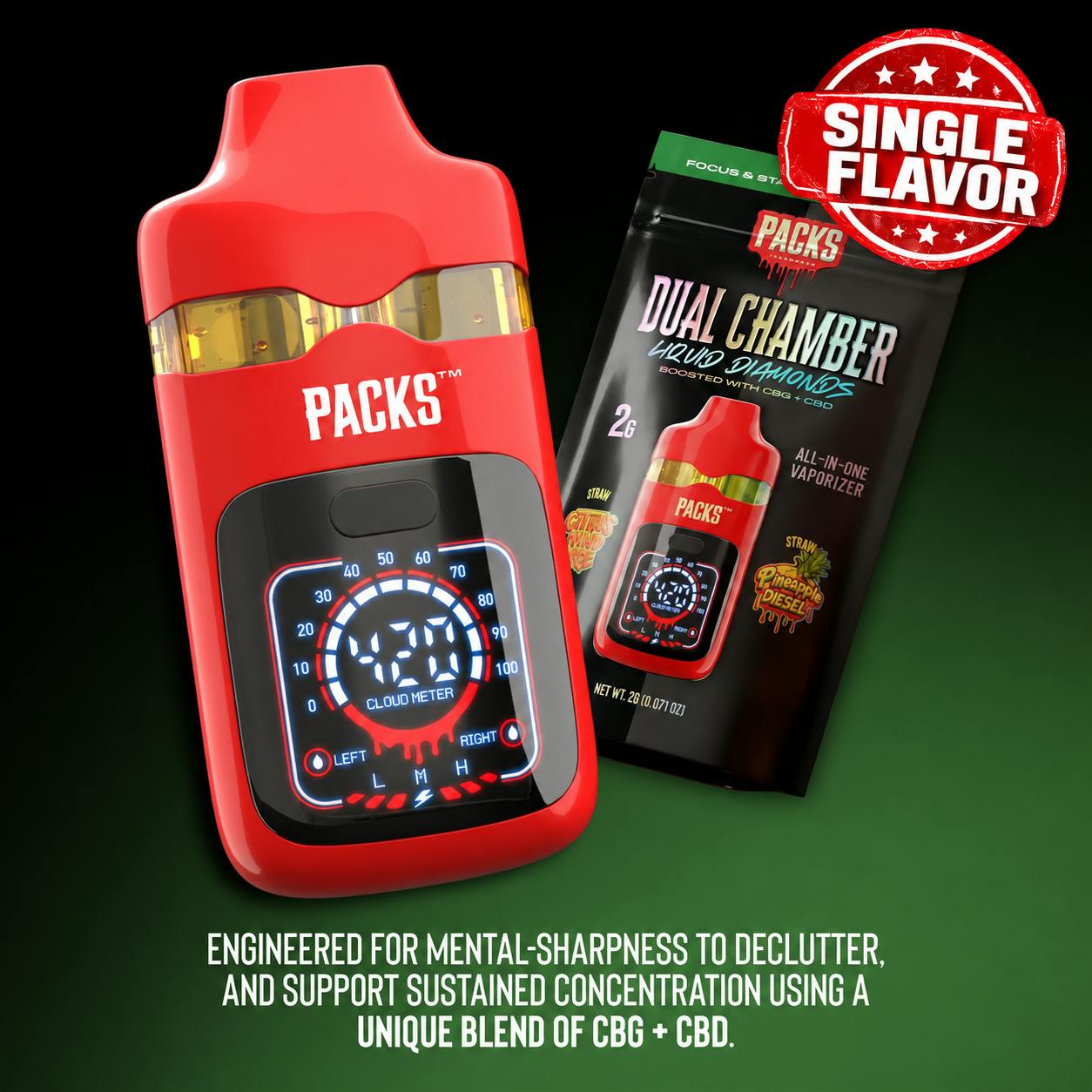 Packwoods Liquid Diamond 2g Dual Chamber - Focus | Citrus Mind Haze
