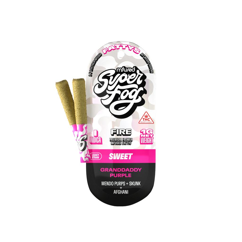 mfused Super Fog Fatty's Fire Granddaddy Purple Infused Joints 2pk / 1g
