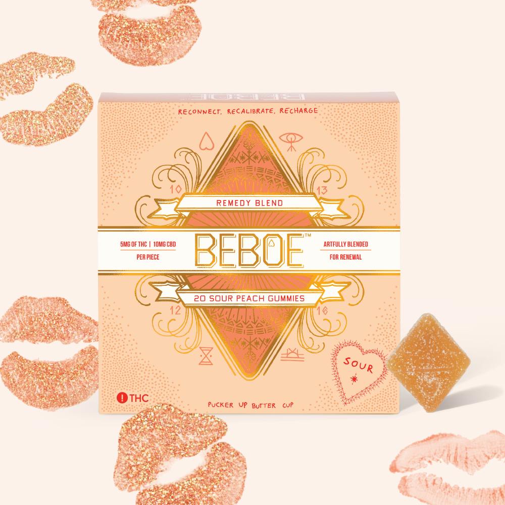 BEBOE Golden Peach Sour Remedy 2:1 (CBD:THC) Gummies 20pk / 100mg