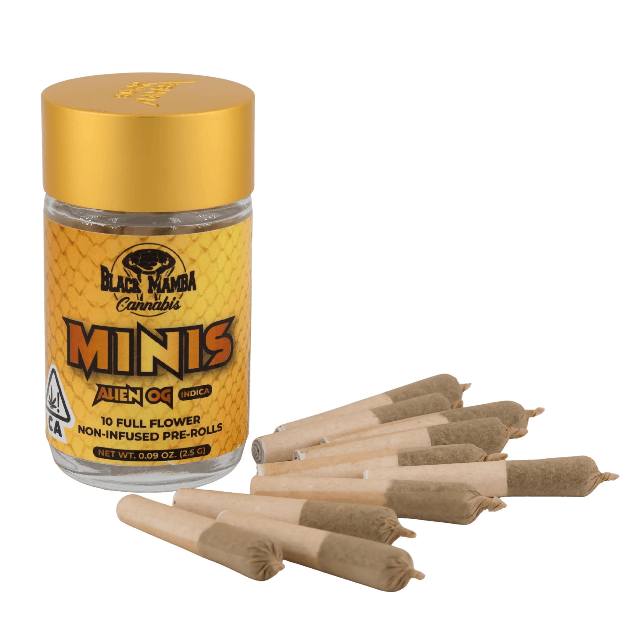 BLACK MAMBA CANNABIS - 10-PACK MINIS NONE-INFSD - ALIEN OG - INDICA, THC 26.84%, 2.5G