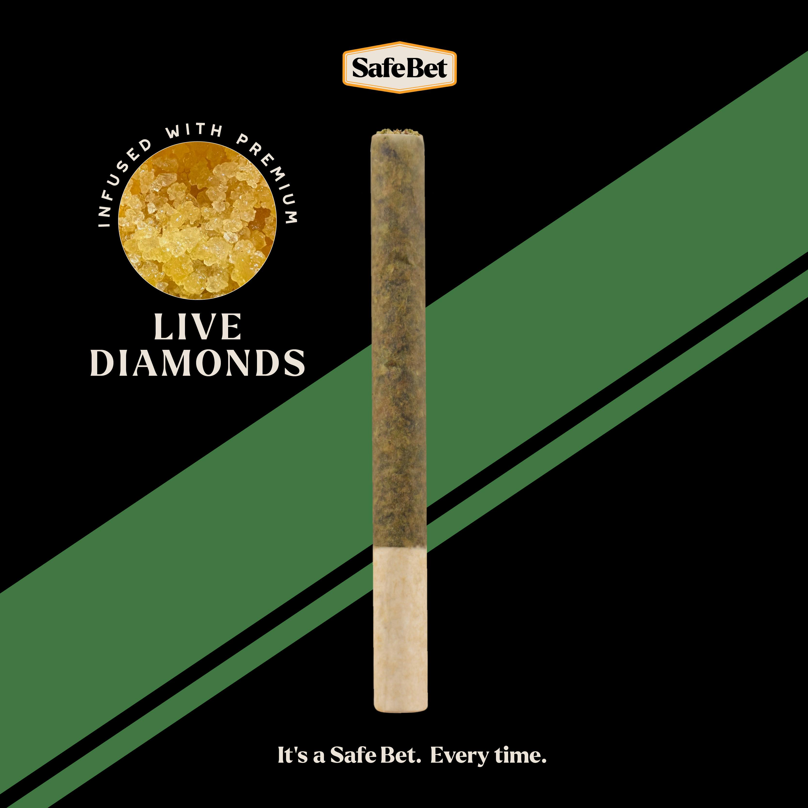 SafeBet: Diamond Infused Pre-Roll Pack | Lemonjello Juke | 0.5g ea | 3pk