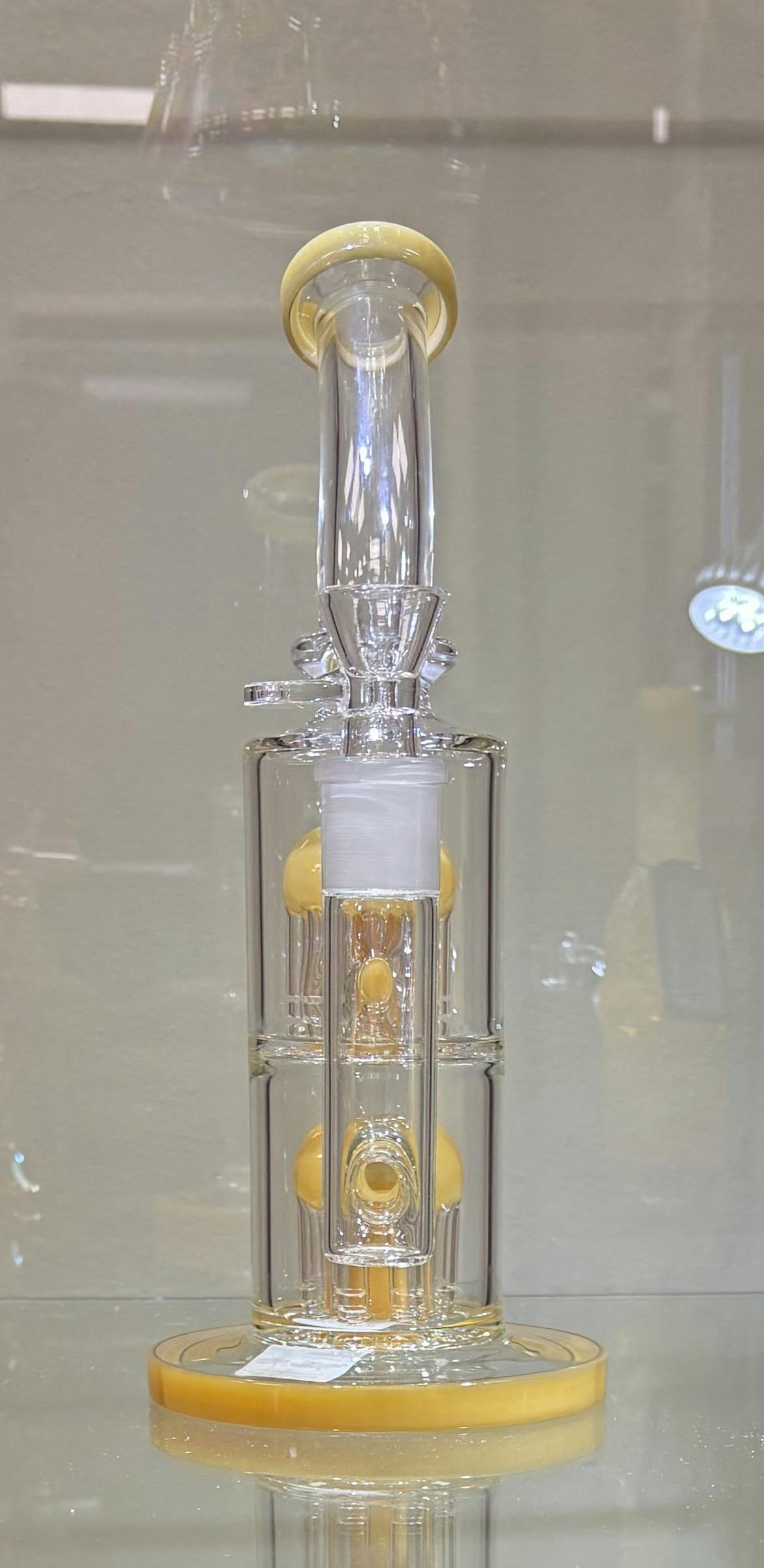 Glass | 11" Double 8 Arm Tree Perc | Yellow