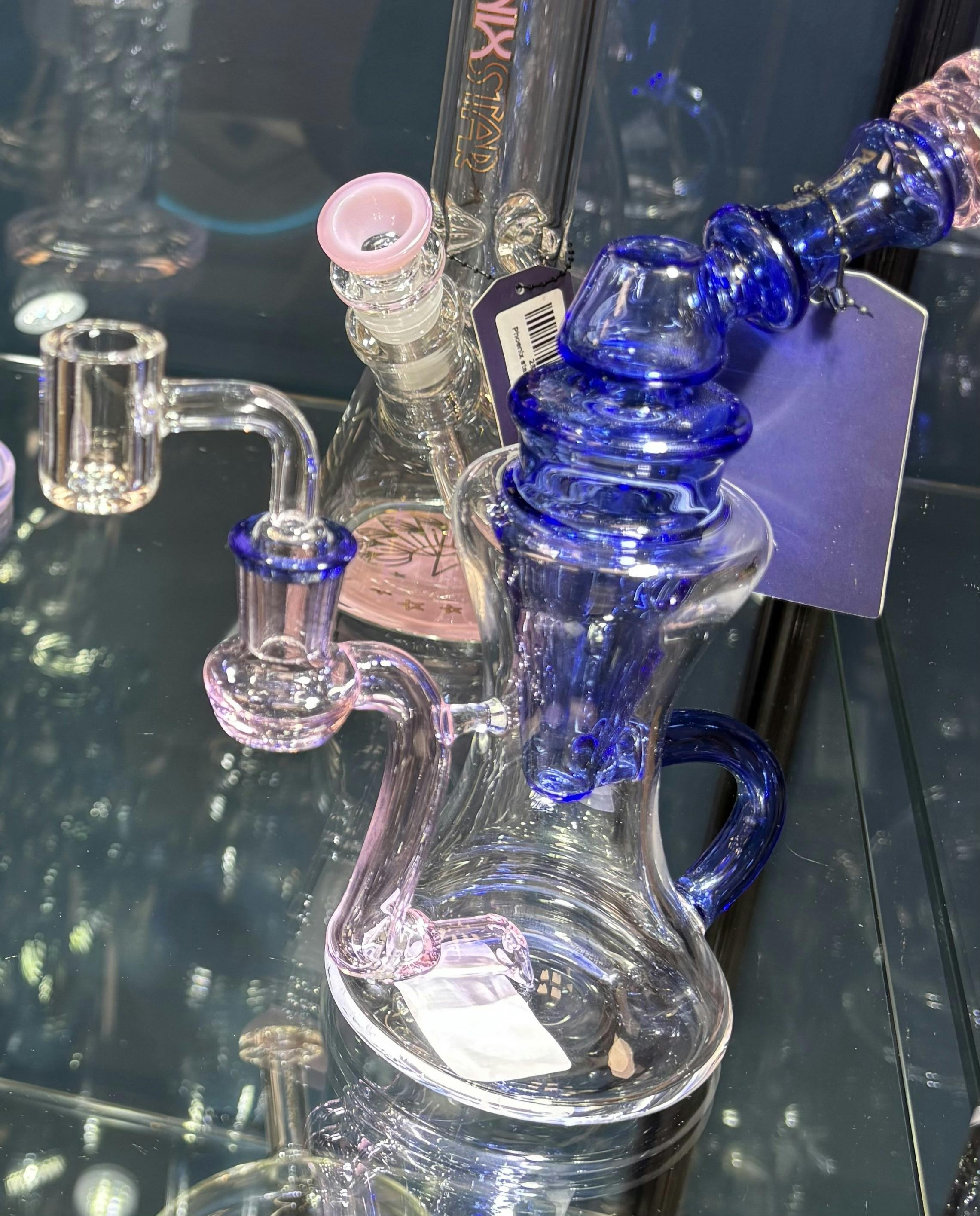 Glass | Phoenix Star 7.5" Klein Recycler - Blue/Pink