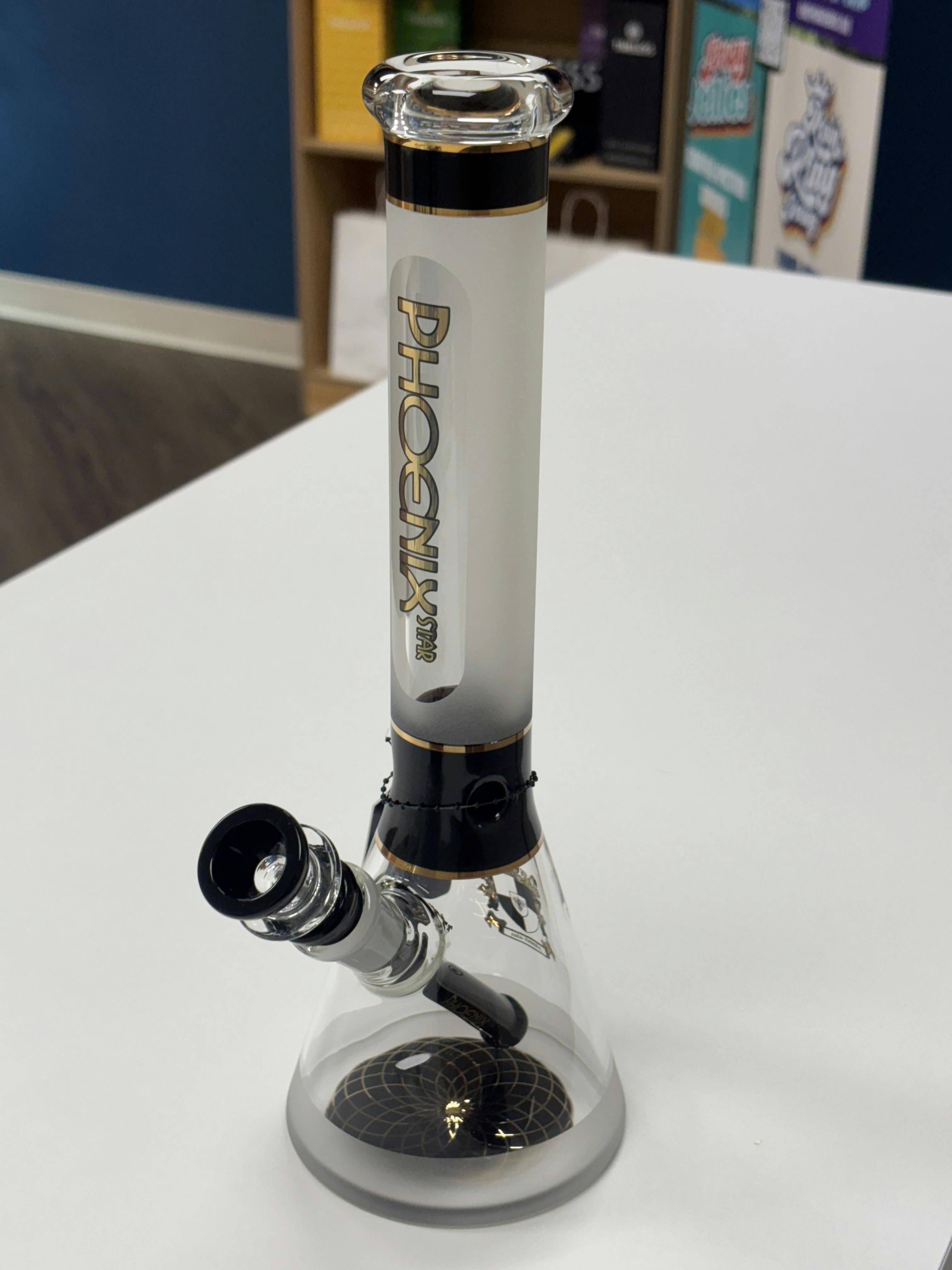 Glass | Phoenix Star 12" Sandblast Accented Beaker | Black