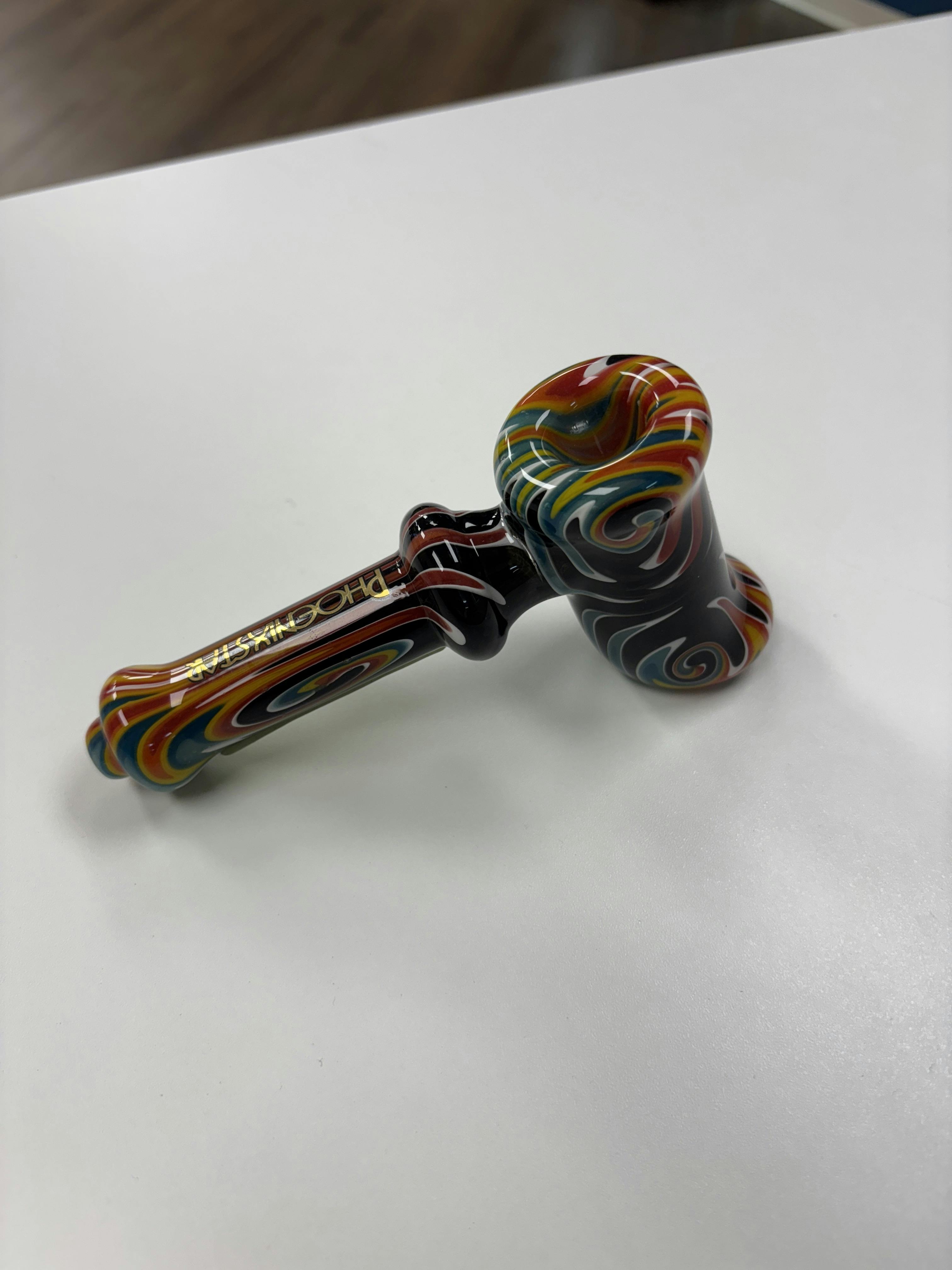 Glass | Phoenix Star Wig Wag Hammer | Black/Orange/Teal